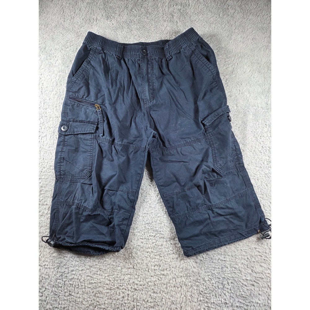 Unbrand Cargo Capri‎ Shorts 34 Navy Blue Mens Utility Tactical Hiking Toggle Hem